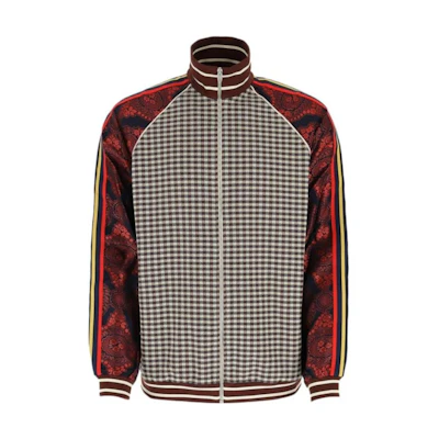 Gucci SS23 Red Striped Long-Sleeve Jacket with Patchwork Details 560254-XJAT2-2100