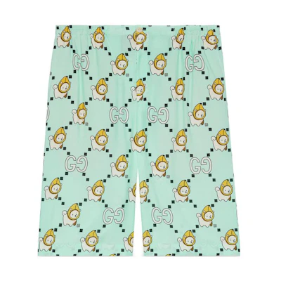Gucci SS23 Slim Fit Logo Patterned Shorts Green 734161-ZAMD4-4563