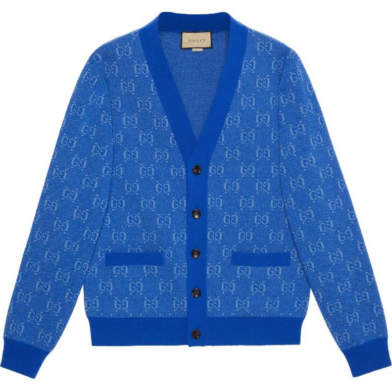 Gucci SS23 Solid Blue Knit Sweater for Men 761550-XKDK5-4931