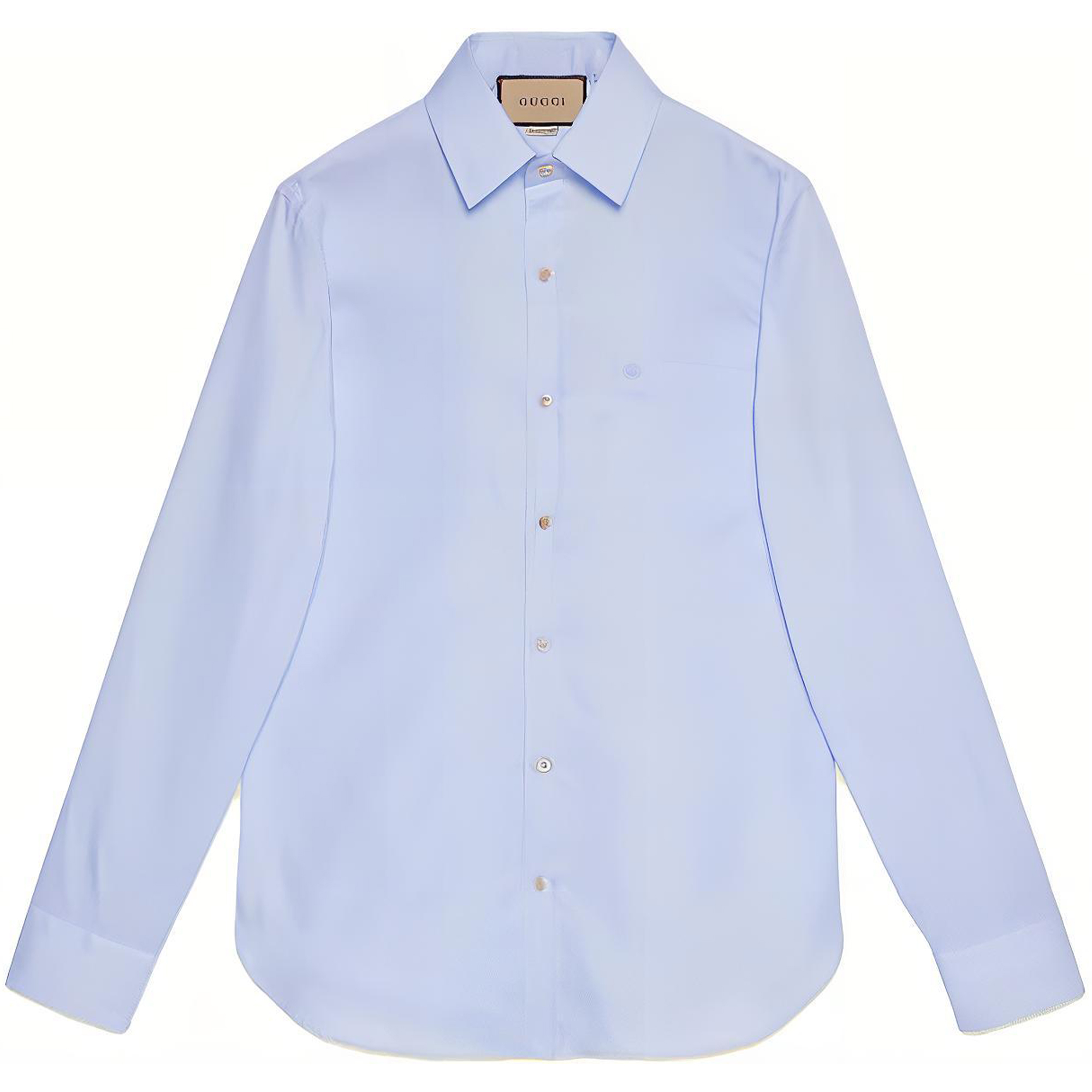 Gucci SS23 Solid Blue Square Neck Button-Up Sun Protection Shirt 699554-ZAJOM-4850