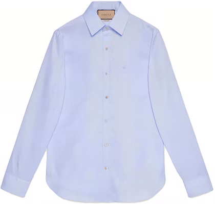 Gucci SS23 Solid Blue Square Neck Button-Up Sun Protection Shirt 699554-ZAJOM-4850 Buy Gucci SS23 Solid Blue Square Neck Button-Up Sun Protection Shirt 699554-ZAJOM-4850