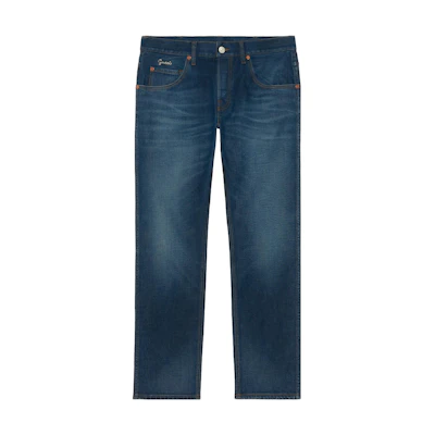 Gucci SS23 Solid Button Straight-Leg Jeans Dark Blue 408637-XDB11-4447