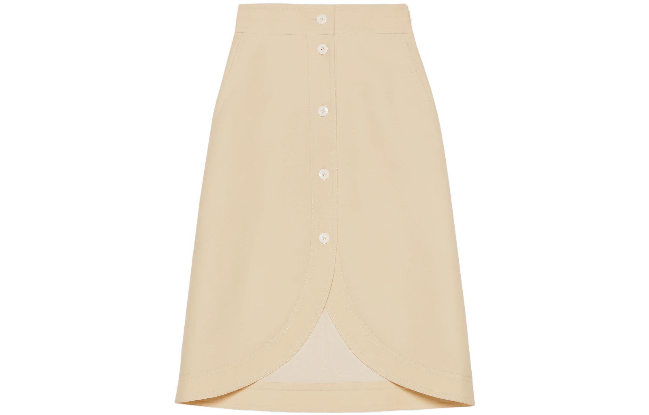 Order 구찌 SS23 옐로우 솔리드 컬러 캐주얼 미디 스커트 싱글 브레스트. 744829-ZAD88-9205