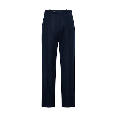 Gucci SS23 Solid Flannel Wool Trousers in Dark Blue 705867-Z563J-4035