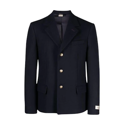 Gucci SS23 Solid Navy Blue Single-Breasted Long-Sleeve Jacket for Men 757841-Z6995-4240