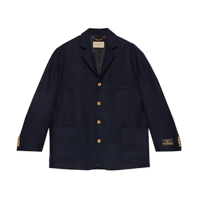Gucci SS23 Solid Single-Breasted Long-Sleeve Jacket Deep Blue 710557-ZAG5N-4240
