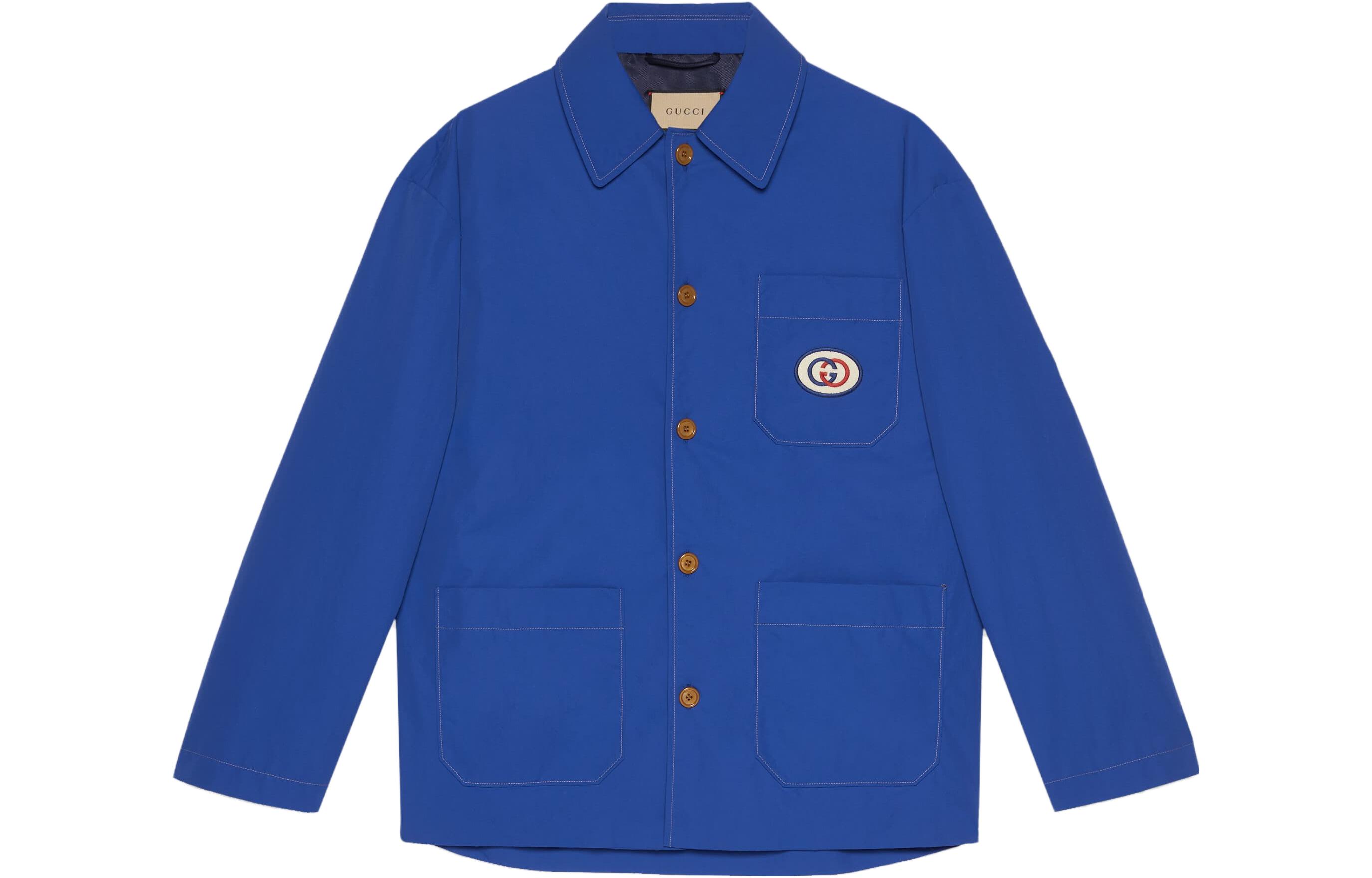 Gucci SS23 Spring Summer Blue Solid Patch Single-Breasted Jacket 738029-ZANGZ-4309