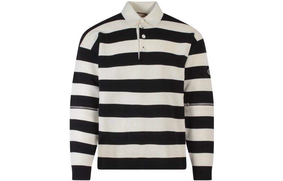 Gucci SS23 Striped Detachable Sleeve Polo Shirt Men Black White 724708-XKCV0-9207