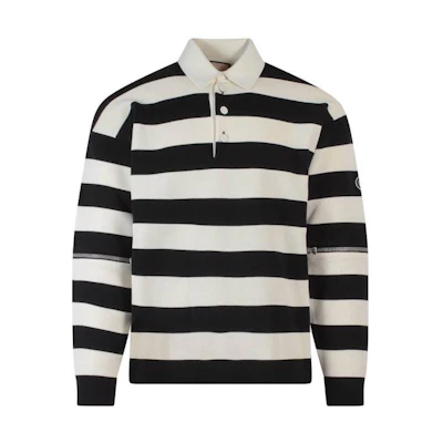 Gucci SS23 Striped Detachable Sleeve Polo Shirt Men Black White 724708-XKCV0-9207