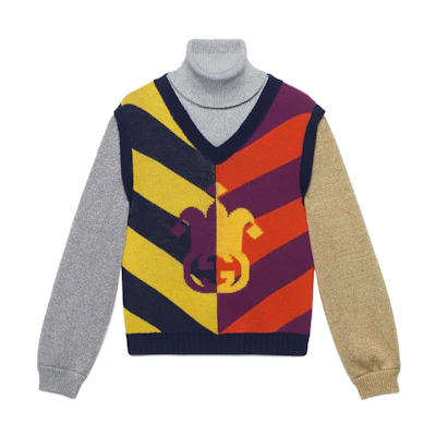 Gucci SS23 Striped Jacquard Wool Knit Sweater Multicolor Unisex 724770-XKCWH-8050