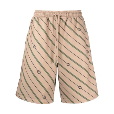 Gucci SS23 Striped Logo Print Drawstring Mid-Waist Shorts 716820-XJEUW-2397
