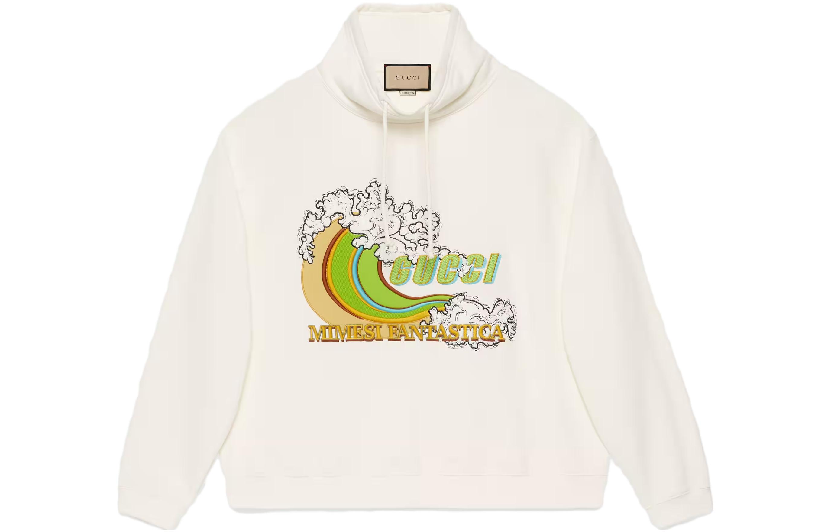 Gucci SS23 White Cotton Long Sleeve Sweatshirt with Letter Embroidery 747269-XJFKP-9088