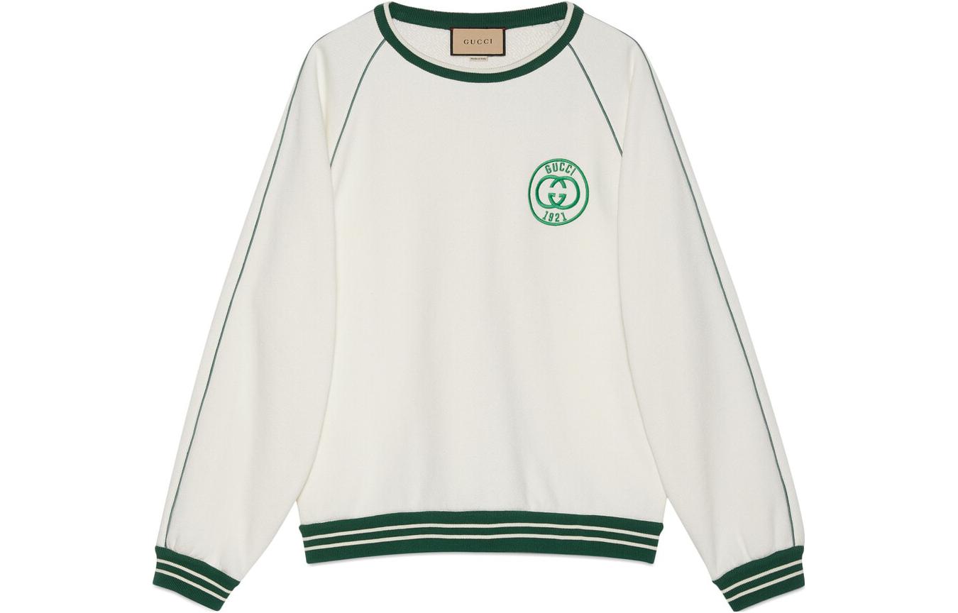 Gucci SS23 White Crewneck Logo Embroidered Sweatshirt 756646XJFV79088