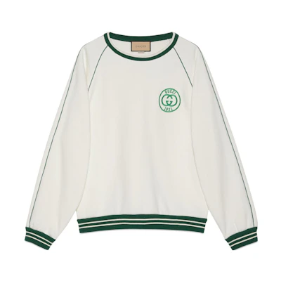 Gucci SS23 White Crewneck Logo Embroidered Sweatshirt 756646XJFV79088
