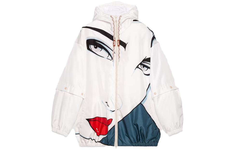Gucci SS23 White Face Print Zip Hoodie Jacket 751269Z8BJU9103