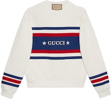 Gucci SS23 White Logo Stripe Print Crewneck Sweatshirt 746988-XJFK1-9088 Gucci SS23 White Logo Stripe Print Crewneck Sweatshirt 746988-XJFK1-9088