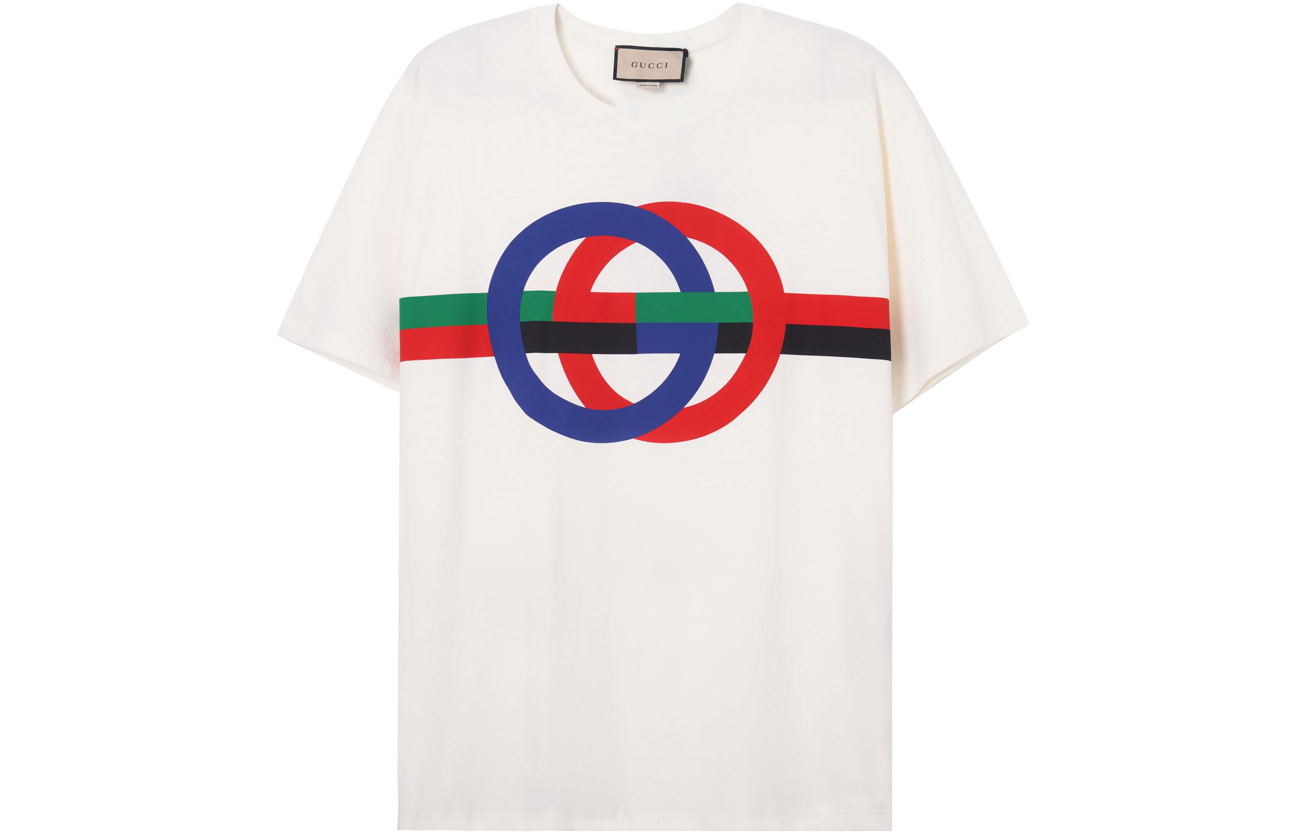 Gucci SS23 White Printed Crew Neck Short Sleeve T-Shirt for Men 548334-XJE7S-9095