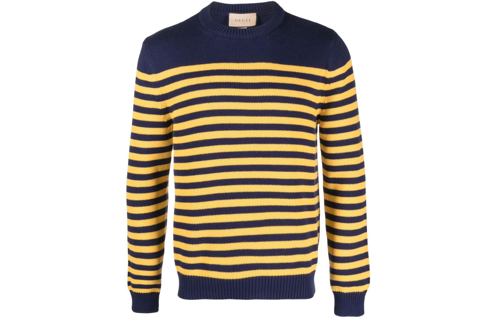Gucci SS23 Yellow Striped Crewneck Sweater with Logo Detailing 740585-XKC6G-4786