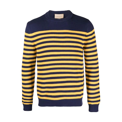 Gucci SS23 Yellow Striped Crewneck Sweater with Logo Detailing 740585-XKC6G-4786