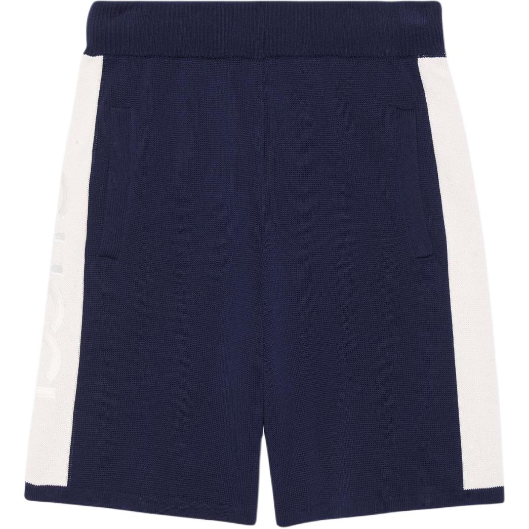 Buy GUCCI SS24 Celana Pendek Biru Mid-Waist Straight-Leg dengan Logo Bordir. 770782-XKDOM-4492