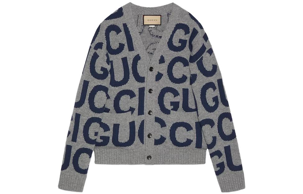 GUCCI SS24  Grey Knitted Letter Pattern Long Sleeve Sweater. 771707-XKDLV-1140 圖 2
