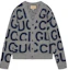Order GUCCI SS24 灰色針織字母圖案長袖毛衣 771707-XKDLV-1140