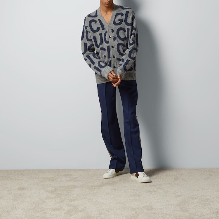 GUCCI SS24  Grey Knitted Letter Pattern Long Sleeve Sweater. 771707-XKDLV-1140 圖 3