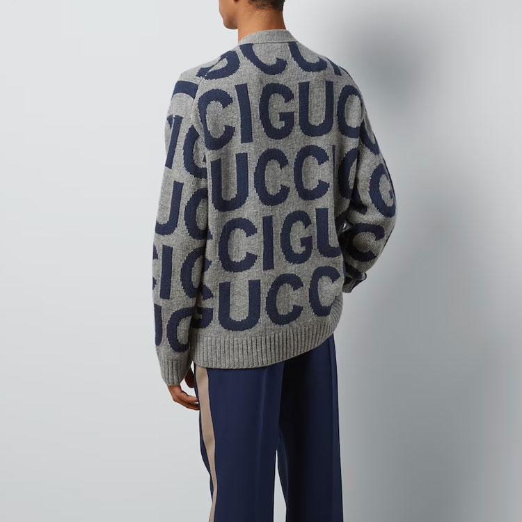 GUCCI SS24  Grey Knitted Letter Pattern Long Sleeve Sweater. 771707-XKDLV-1140 圖 4