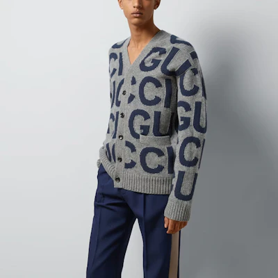 GUCCI SS24 灰色針織字母圖案長袖毛衣 771707-XKDLV-1140 Purchase GUCCI SS24 灰色針織字母圖案長袖毛衣 771707-XKDLV-1140