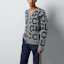Purchase GUCCI SS24 灰色針織字母圖案長袖毛衣 771707-XKDLV-1140