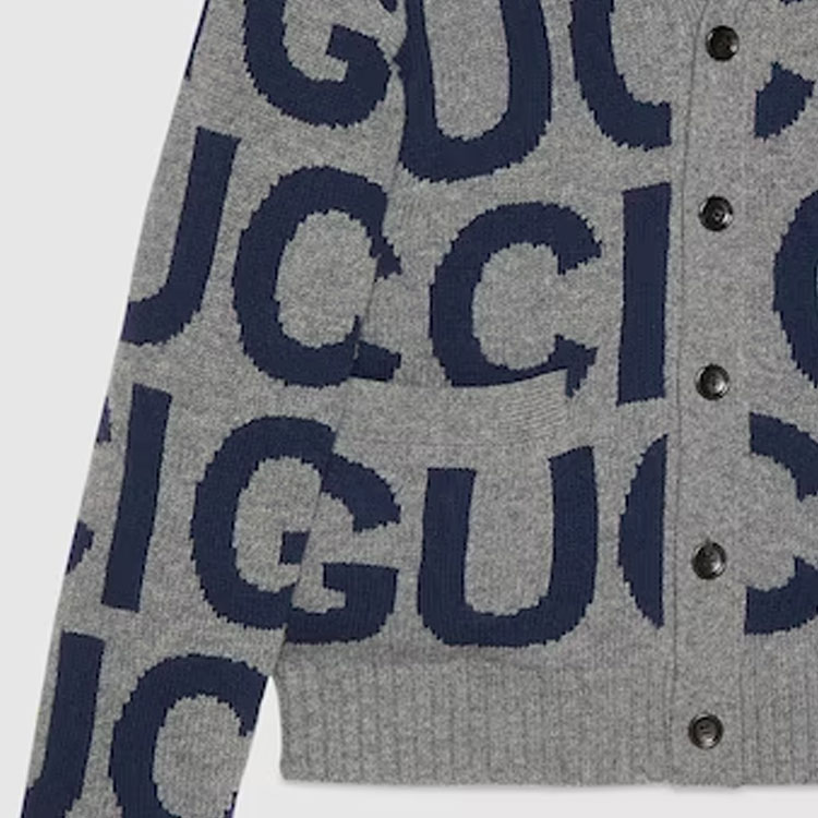 GUCCI SS24  Grey Knitted Letter Pattern Long Sleeve Sweater. 771707-XKDLV-1140 圖 6