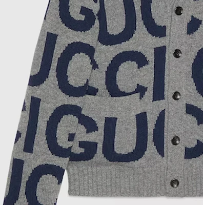 GUCCI SS24 灰色針織字母圖案長袖毛衣 771707-XKDLV-1140 Details for GUCCI SS24 灰色針織字母圖案長袖毛衣 771707-XKDLV-1140