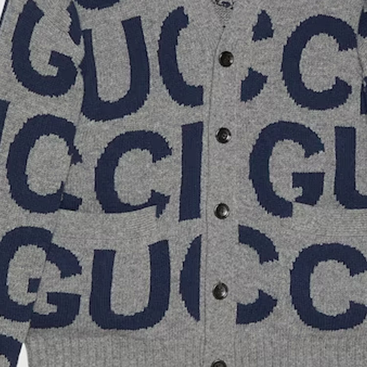 GUCCI SS24  Grey Knitted Letter Pattern Long Sleeve Sweater. 771707-XKDLV-1140 圖 7