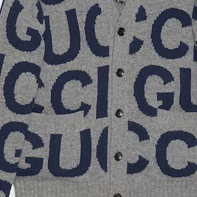 GUCCI SS24 灰色針織字母圖案長袖毛衣 771707-XKDLV-1140 Sizing GUCCI SS24 灰色針織字母圖案長袖毛衣 771707-XKDLV-1140
