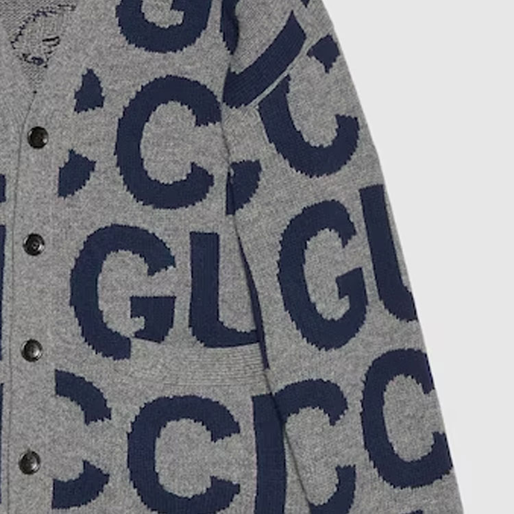 GUCCI SS24  Grey Knitted Letter Pattern Long Sleeve Sweater. 771707-XKDLV-1140 圖 8