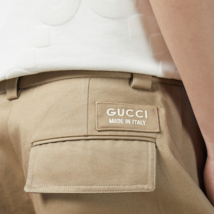Details for Pantalones Casuales Kaki de Pierna Recta GUCCI SS24 con Bordado de Logo. 762309-ZAPRO-9569
