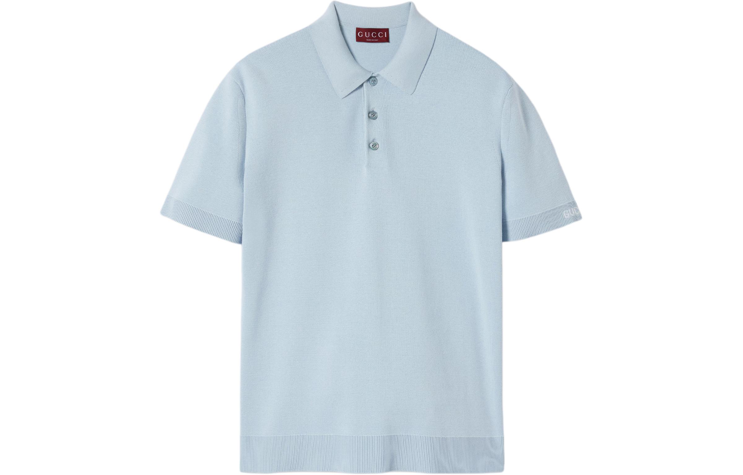GUCCI SS24  Light Blue Solid Color Button-Up Short Sleeve Polo Shirt. 784644-XKD2A-4421 圖 2
