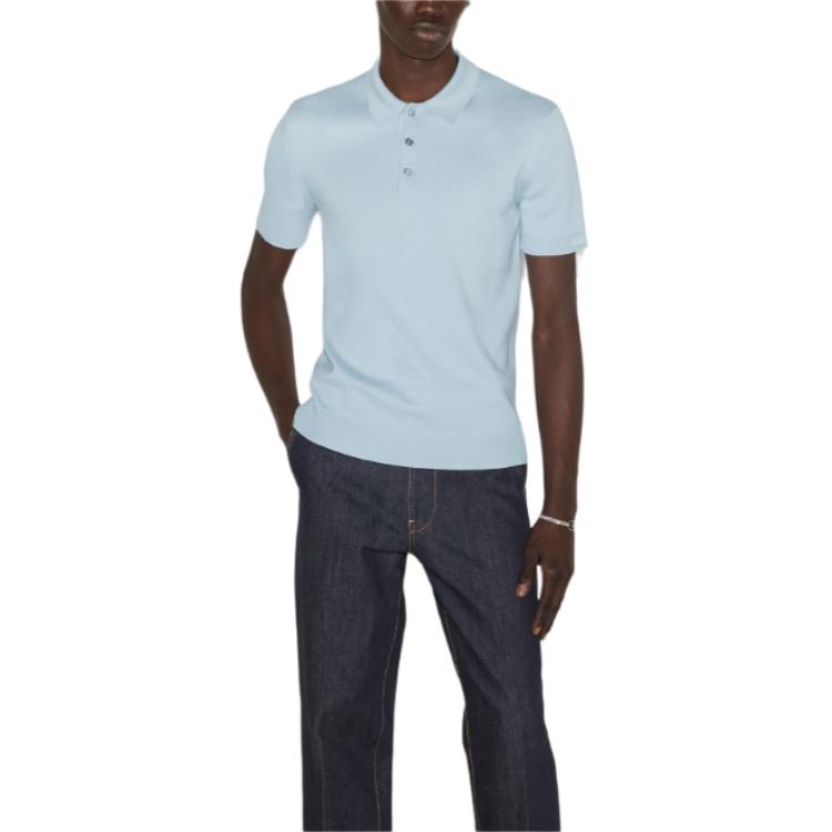 GUCCI SS24  Light Blue Solid Color Button-Up Short Sleeve Polo Shirt. 784644-XKD2A-4421 圖 3