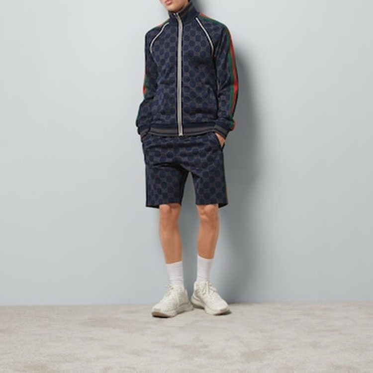 GUCCI SS24  Navy Logo Print Long-Sleeve Jacket with Side Stripes. 695955-XJF41-4544 圖 3