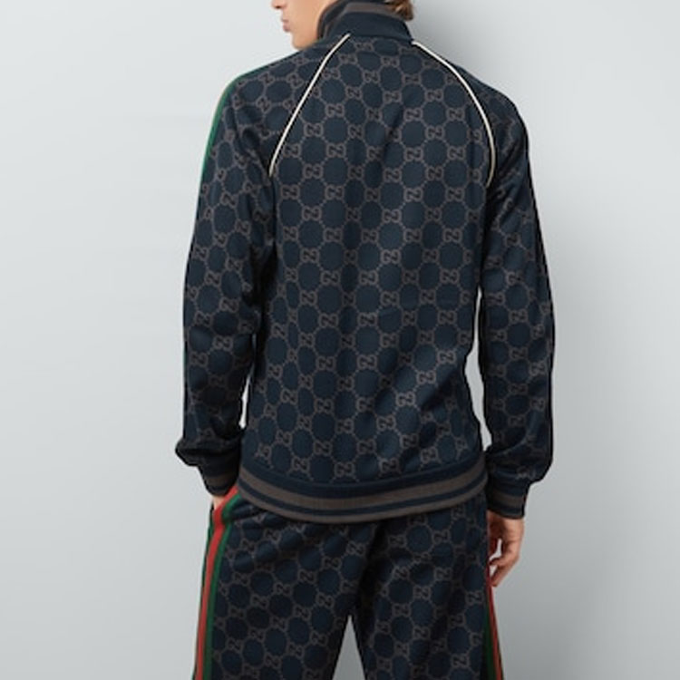 GUCCI SS24  Navy Logo Print Long-Sleeve Jacket with Side Stripes. 695955-XJF41-4544 圖 4
