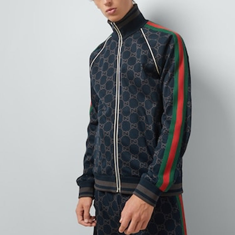 GUCCI SS24  Navy Logo Print Long-Sleeve Jacket with Side Stripes. 695955-XJF41-4544 圖 5