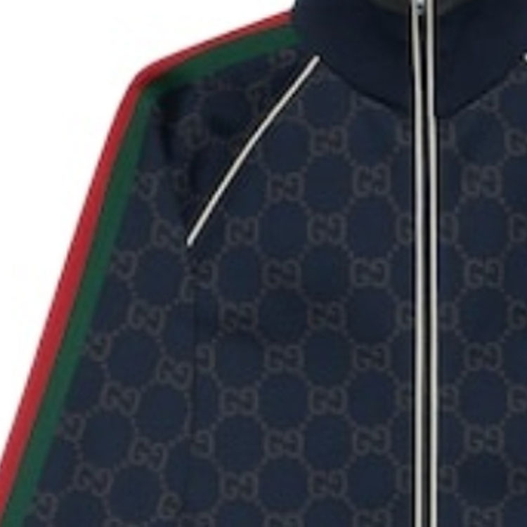 GUCCI SS24  Navy Logo Print Long-Sleeve Jacket with Side Stripes. 695955-XJF41-4544 圖 6