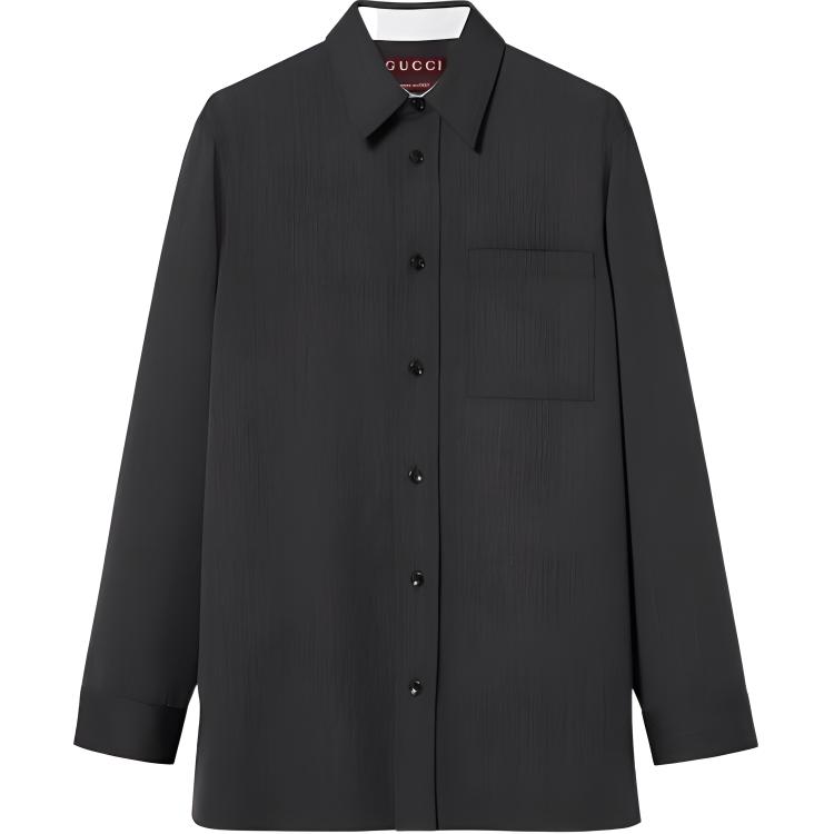 GUCCI SS24  Solid Color Long Sleeve Shirt Grey Blue with Chest Pocket 794866-ZAQ1F-1089 圖 2