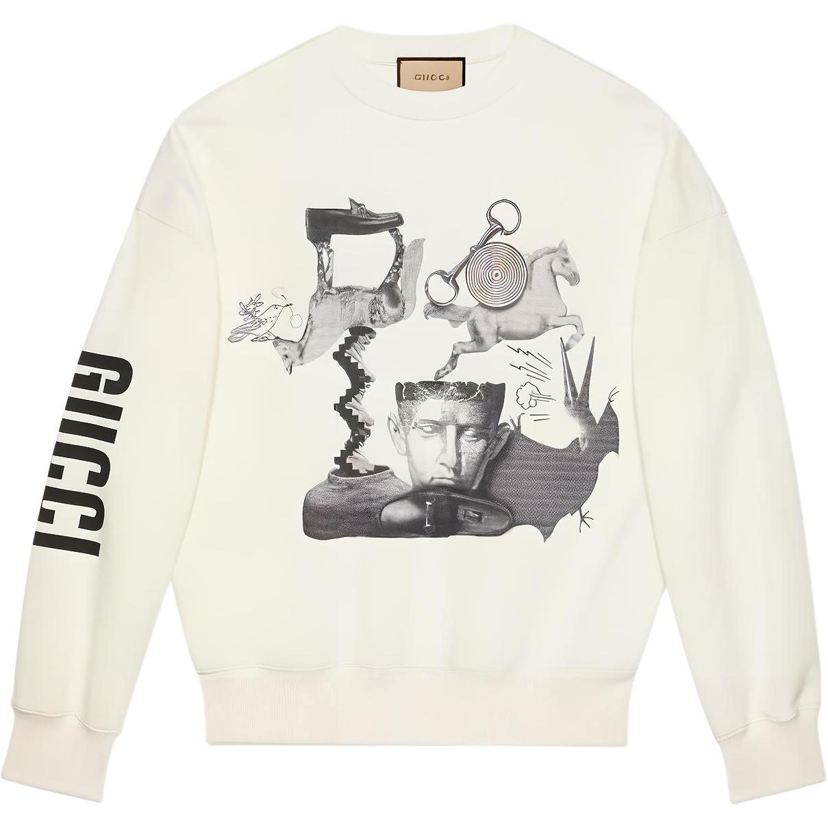 Gucci SS24 Animal Print Logo Crewneck Sweatshirt Off-White 782757-XJGH5-9095