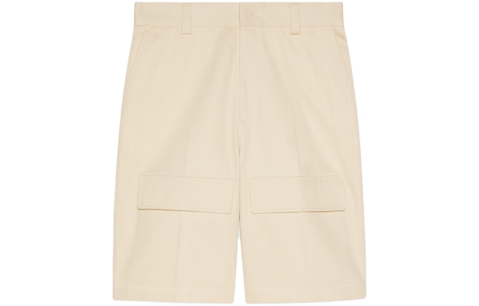 Gucci SS24 Beige Mid-Rise Straight Fit Casual Shorts 769981-ZAPRO-9506