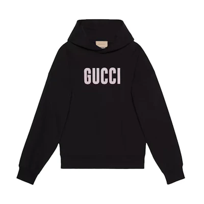 Gucci SS24 Black Logo Print Hoodie Long Sleeve Sweatshirt 780571-XJGH8-1152