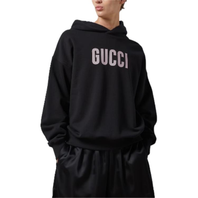 Gucci SS24 Black Logo Print Hoodie Long Sleeve Sweatshirt 780571-XJGH8-1152 圖 5