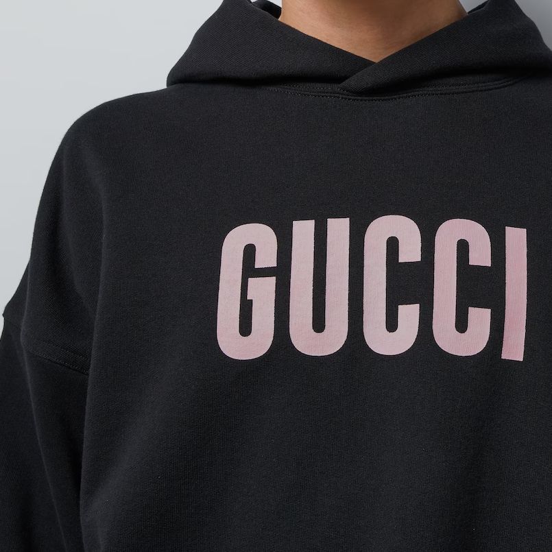 Gucci SS24 Black Logo Print Hoodie Long Sleeve Sweatshirt 780571-XJGH8-1152 圖 6
