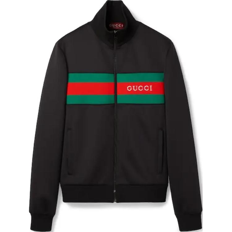 Gucci SS24 Black Logo Stripe Zip-Up Jacket 787872-XJGRU-1000