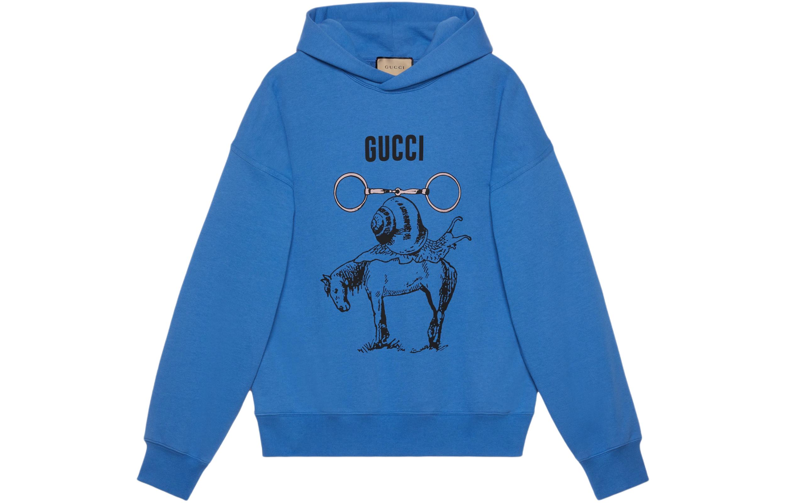 Gucci SS24 Blue Logo Animal Print Hoodie 780571-XJGID-4199